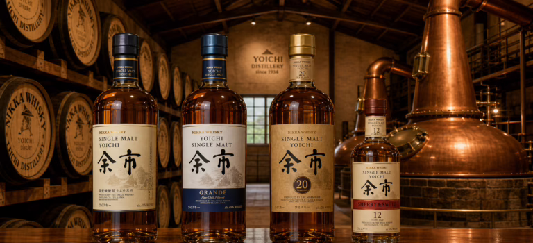 Four Yoichi: Single Malt, Grande, 12-year-old Sherry & Sweet and 20-year-old